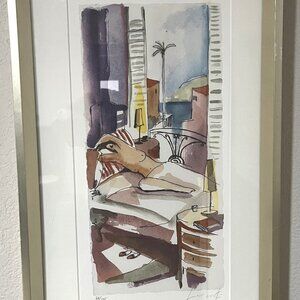 Rare Limited Edition Art Painting Print "Domingo" by Didier Lourenco Framed Sign